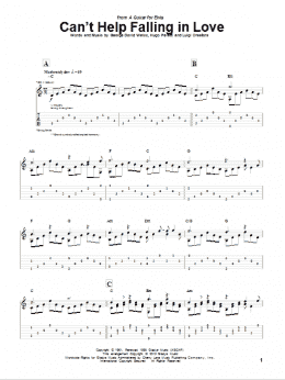 page one of Can't Help Falling In Love (Guitar Tab)