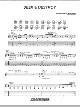 page one of Seek & Destroy (Guitar Tab)