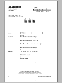 page one of All Apologies (Guitar Chords/Lyrics)