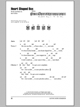 page one of Heart Shaped Box (Guitar Chords/Lyrics)