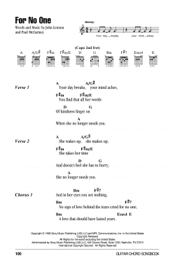 page one of For No One (Guitar Chords/Lyrics)