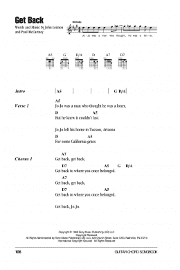 page one of Get Back (Guitar Chords/Lyrics)