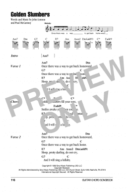 page one of Golden Slumbers (Guitar Chords/Lyrics)