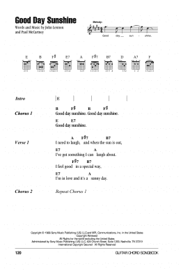 page one of Good Day Sunshine (Guitar Chords/Lyrics)