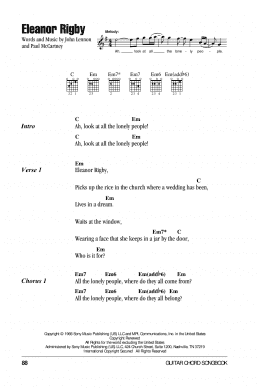 page one of Eleanor Rigby (Guitar Chords/Lyrics)