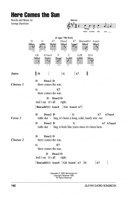 page one of Here Comes The Sun (Guitar Chords/Lyrics)