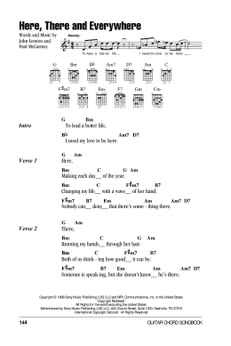 page one of Here, There And Everywhere (Guitar Chords/Lyrics)