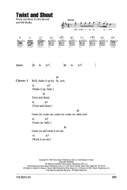 page one of Twist And Shout (Guitar Chords/Lyrics)