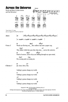 page one of Across The Universe (Guitar Chords/Lyrics)