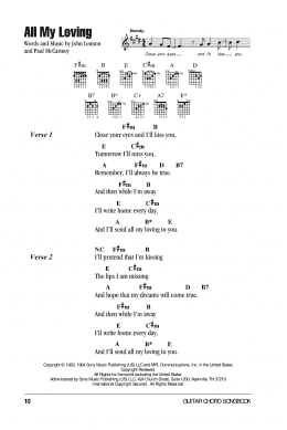 page one of All My Loving (Guitar Chords/Lyrics)