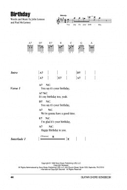 page one of Birthday (Guitar Chords/Lyrics)