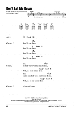 page one of Don't Let Me Down (Guitar Chords/Lyrics)