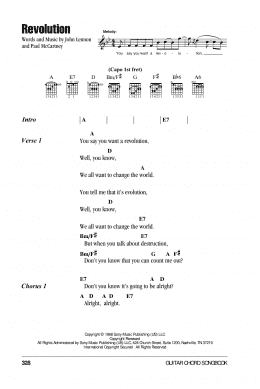 page one of Revolution (Guitar Chords/Lyrics)