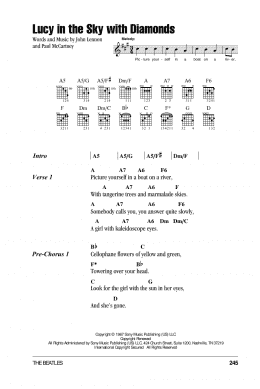 page one of Lucy In The Sky With Diamonds (Guitar Chords/Lyrics)