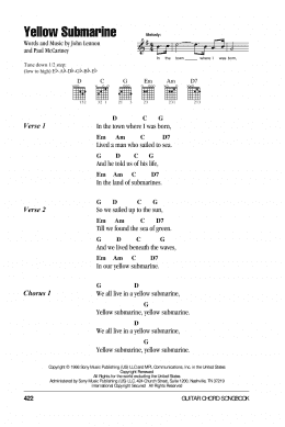 page one of Yellow Submarine (Guitar Chords/Lyrics)