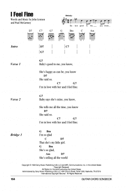 page one of I Feel Fine (Guitar Chords/Lyrics)