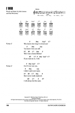 page one of I Will (Guitar Chords/Lyrics)