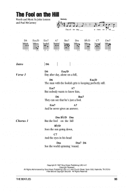 page one of The Fool On The Hill (Guitar Chords/Lyrics)