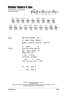 page one of Mother Nature's Son (Guitar Chords/Lyrics)