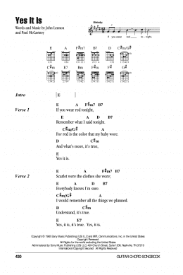 page one of Yes It Is (Guitar Chords/Lyrics)