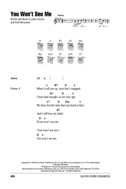 page one of You Won't See Me (Guitar Chords/Lyrics)