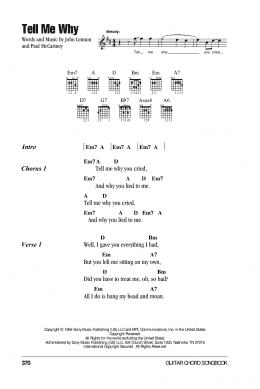page one of Tell Me Why (Guitar Chords/Lyrics)