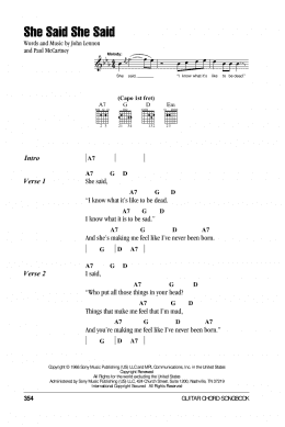 page one of She Said She Said (Guitar Chords/Lyrics)