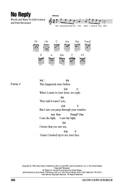 page one of No Reply (Guitar Chords/Lyrics)