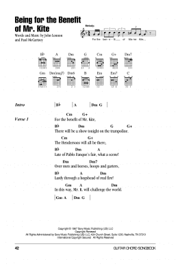 page one of Being For The Benefit Of Mr. Kite (Guitar Chords/Lyrics)