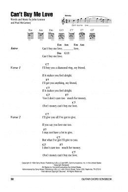 page one of Can't Buy Me Love (Guitar Chords/Lyrics)