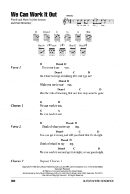 page one of We Can Work It Out (Guitar Chords/Lyrics)