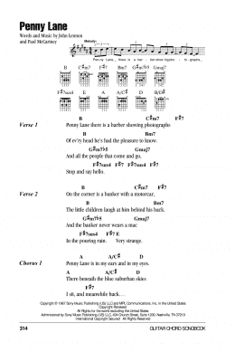 page one of Penny Lane (Guitar Chords/Lyrics)