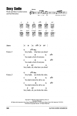 page one of Sexy Sadie (Guitar Chords/Lyrics)