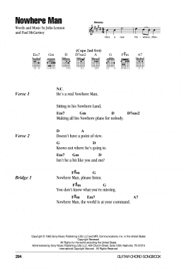 page one of Nowhere Man (Guitar Chords/Lyrics)