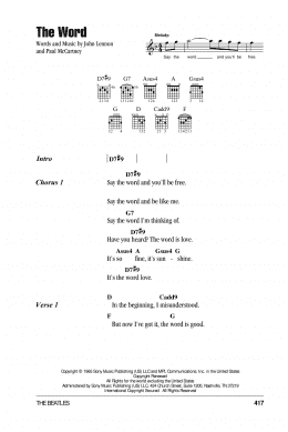 page one of The Word (Guitar Chords/Lyrics)