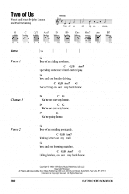 page one of Two Of Us (Guitar Chords/Lyrics)