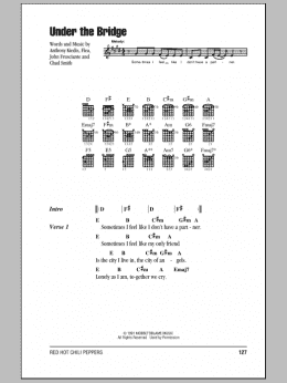 page one of Under The Bridge (Guitar Chords/Lyrics)