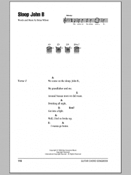 page one of Sloop John B (Guitar Chords/Lyrics)