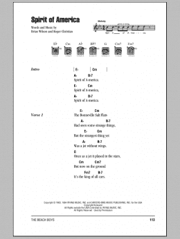 page one of Spirit Of America (Guitar Chords/Lyrics)