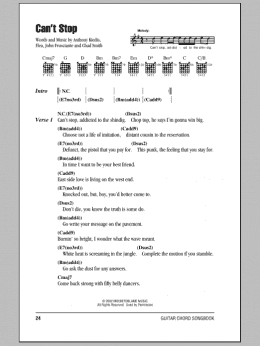 page one of Can't Stop (Guitar Chords/Lyrics)