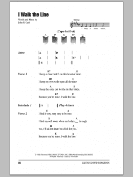 page one of I Walk The Line (Guitar Chords/Lyrics)