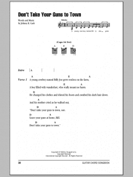 page one of Don't Take Your Guns To Town (Guitar Chords/Lyrics)