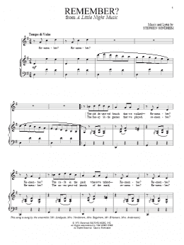 page one of Remember (Piano & Vocal)