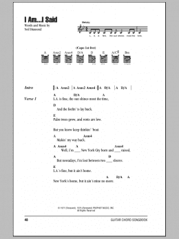 page one of I Am...I Said (Guitar Chords/Lyrics)