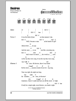 page one of Desiree (Guitar Chords/Lyrics)