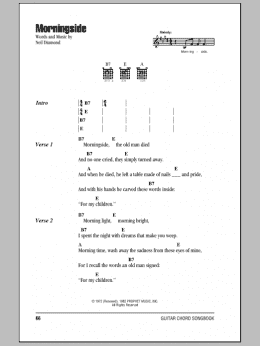 page one of Morningside (Guitar Chords/Lyrics)