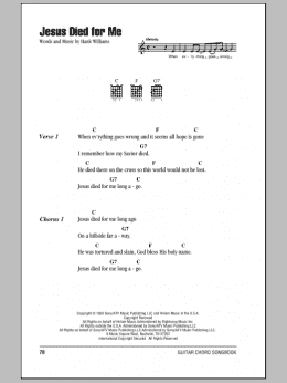 page one of Jesus Died For Me (Guitar Chords/Lyrics)