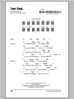 page one of Your Song (Guitar Chords/Lyrics)