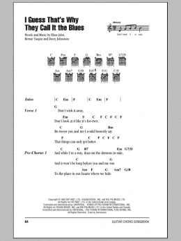 page one of I Guess That's Why They Call It The Blues (Guitar Chords/Lyrics)