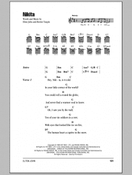 page one of Nikita (Guitar Chords/Lyrics)